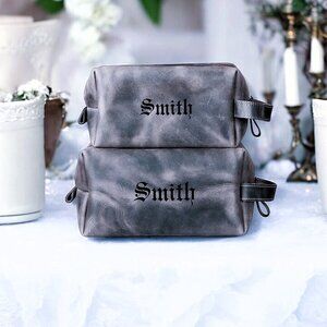 Customizable Genuine Leather Make-Up Bag | Personalized Travel Cosmetic Case